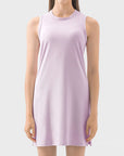 Light Gray Round Neck Sleeveless Active Dress