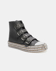 Beast Fashion Multi-Buckle Straps Studded Platform Sneakers