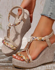 Braided Strap Wedge Sandals