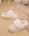 Faux Fur Round Toe Platform Slippers