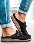 Dark Slate Gray Round Toe Low Heel Buckle Sneakers