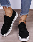 Dark Gray Suede Lace-Up Flat Sneakers