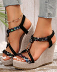 Braided Strap Wedge Sandals