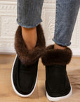 Faux Fur Suede Round Toe Sneakers