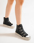 Beast Fashion Multi-Buckle Straps Studded Platform Sneakers