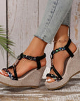 Braided Strap Wedge Sandals