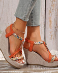 Braided Strap Wedge Sandals