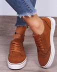 Rosy Brown Suede Lace-Up Flat Sneakers