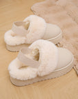 Faux Fur Round Toe Platform Slippers