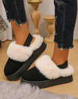 Faux Fur Round Toe Platform Slippers