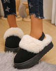 Faux Fur Round Toe Platform Slippers