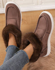 Faux Fur Suede Round Toe Sneakers