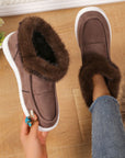 Faux Fur Suede Round Toe Sneakers