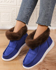 Faux Fur Suede Round Toe Sneakers