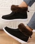 Faux Fur Suede Round Toe Sneakers