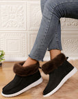 Faux Fur Suede Round Toe Sneakers