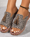 Fringe Leopard Open Toe Sandals