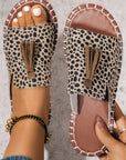 Fringe Leopard Open Toe Sandals