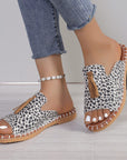 Fringe Leopard Open Toe Sandals