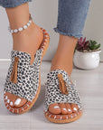 Fringe Leopard Open Toe Sandals