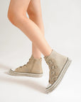 Beast Fashion Multi-Buckle Straps Studded Platform Sneakers