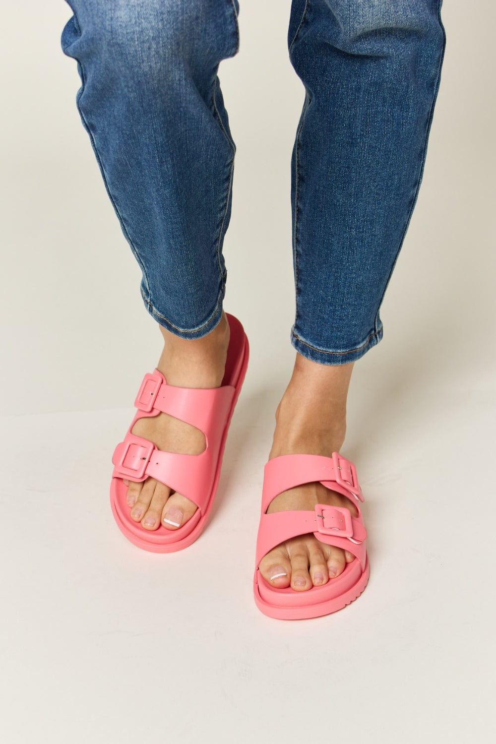 Light Gray Legend Double Buckle Open Toe Sandals