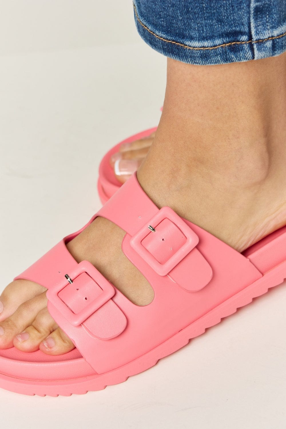 Light Pink Legend Double Buckle Open Toe Sandals