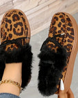 Bow Furry Round Toe Flat Slip-Ons