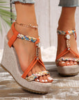 Braided Strap Wedge Sandals