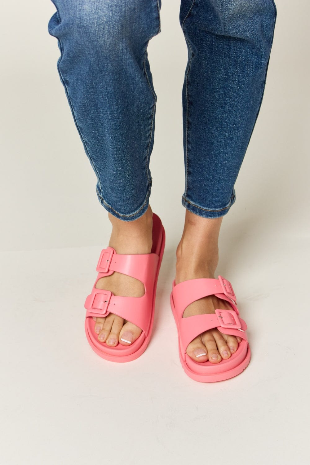 Light Gray Legend Double Buckle Open Toe Sandals