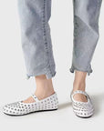 Lavender PU Leather Studded Flat Loafers