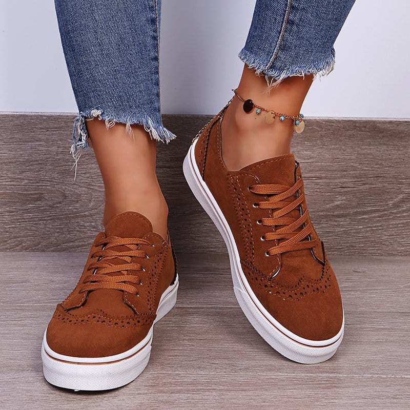 Dim Gray Suede Lace-Up Flat Sneakers