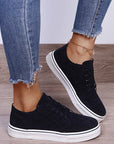 Dark Gray Suede Lace-Up Flat Sneakers