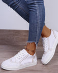 Gray Suede Lace-Up Flat Sneakers