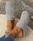 Dim Gray Suede Round Toe Wedge Sandals