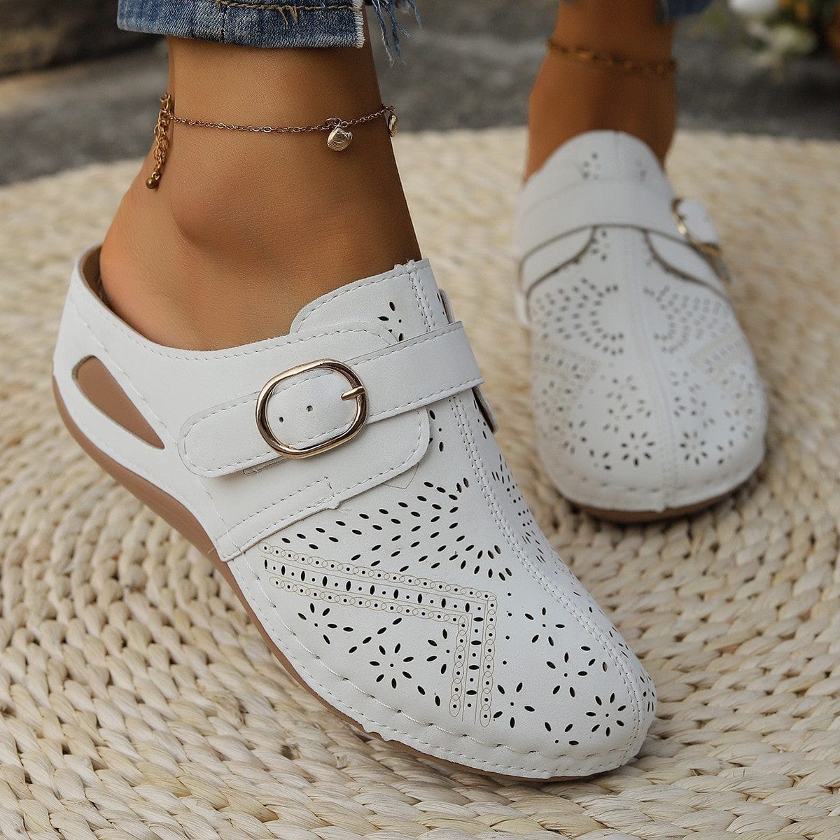 Rosy Brown Suede Round Toe Wedge Sandals