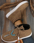 Tied Bead Trim Platform Sneakers