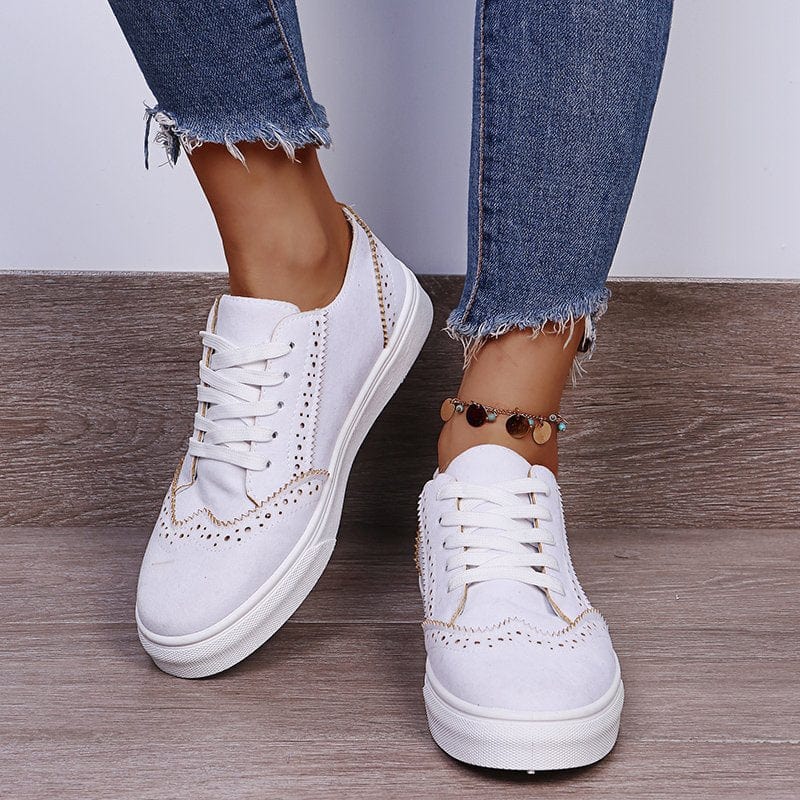 Light Slate Gray Suede Lace-Up Flat Sneakers