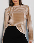 Striped Round Neck Long Sleeve Sweater