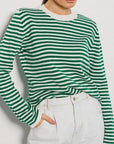 Striped Round Neck Long Sleeve Sweater