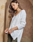 ADORA High-Low Side Slit V-Neck Sweater