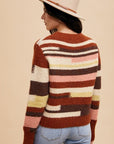 Annie Wear Color Block Round Neck Long Sleeve Sweater