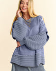 Davi & Dani Faux Layered Round Neck Sweater