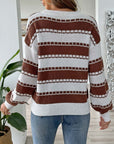 Heart Round Neck Long Sleeve Sweater