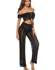 Rosy Brown Cutout Drawstring High Waist Swim Pants