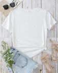 Heart Round Neck Short Sleeve T-Shirt