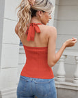 Solid Color Halter Neck Knit Cami