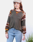 Celeste Full Size Geometric Round Neck Long Sleeve Top