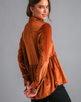 Umgee Peplum Button Up Long Sleeve Shirt