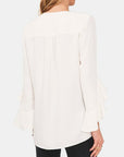 White Smoke V-Neck Flounce Sleeve Blouse